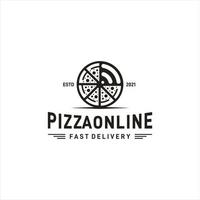 conception de logo de pizza ou de pizzeria vintage rétro rustique et logo de signal vecteur