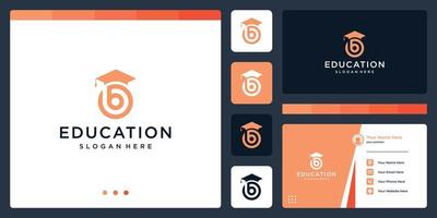 collège, diplômé, campus, création de logo d'éducation. et lettre initiale du logo b. carte de visite vecteur