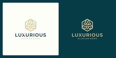 concept de conception de logo de luxe, logo de fleur de lotus, modèle de logo de beauté ou de spa vecteur