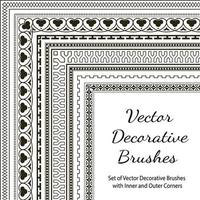 ensemble de brosses à motifs décoratifs vectoriels avec coins intérieurs et extérieurs pour cadres, bordures, lignes et bien d'autres... vecteur