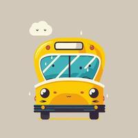 illustration du logo de l'icône du vecteur de couleur plate de l'autobus scolaire jaune