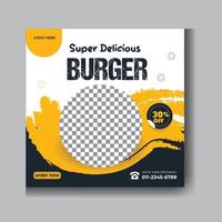 délicieux burger sur les réseaux sociaux pour la promotion de la nourriture et le modèle de bannière web vecteur gratuit