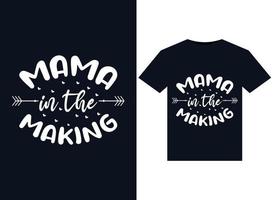 maman en train de faire des illustrations pour la conception de t-shirts prêts à imprimer vecteur