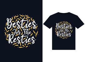 besties pour les illustrations resties pour la conception de t-shirts prêts à imprimer vecteur