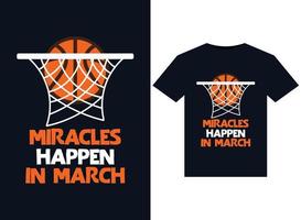 des miracles se produisent en mars illustrations pour la conception de t-shirts prêts à imprimer vecteur