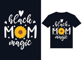 illustrations magiques de maman noire pour la conception de t-shirts prêts à imprimer vecteur