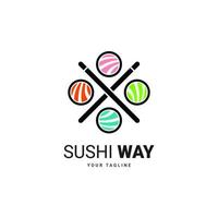 sushi façon logo coloré cuisine japonaise vecteur