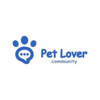 logo de la communauté de chat amoureux des animaux de compagnie vecteur