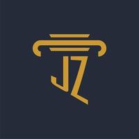 monogramme de logo initial jz avec image vectorielle de conception d'icône de pilier vecteur