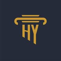 hy monogramme de logo initial avec image vectorielle de conception d'icône de pilier vecteur