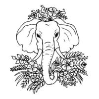 famille d'éléphants d'animaux mignons dessinant un style de doodle. logo de protection des animaux écologiques. vecteur