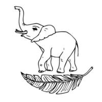 famille d'éléphants d'animaux mignons dessinant un style de doodle. logo de protection des animaux écologiques. vecteur