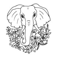 famille d'éléphants d'animaux mignons dessinant un style de doodle. logo de protection des animaux écologiques. vecteur