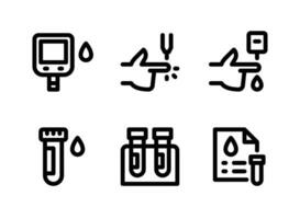 ensemble simple d'icônes de ligne vectorielle de diabète vecteur