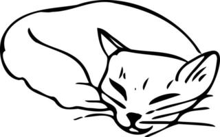 chat animal mignon, sommeil joue style .doodle .livre de coloriage d'illustration pour enfants. vecteur