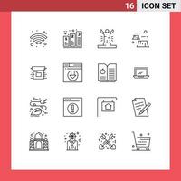 16 ensemble de contours d'interface utilisateur de signes et symboles modernes de l'environnement déforestation réalisation dommage succès éléments de conception vectoriels modifiables vecteur