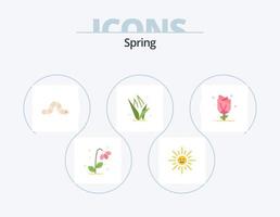 pack d'icônes plates de printemps 5 conception d'icônes. flore. vert. printemps. graminées. pauropodes vecteur
