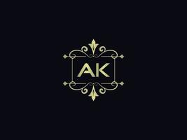 icône initiale du logo ak, création unique du logo de la lettre de luxe ak vecteur