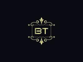 icône du logo lettre bt, vecteur de lettre initiale du logo de luxe bt