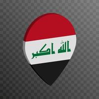 pointeur de carte avec le drapeau irakien. illustration vectorielle. vecteur