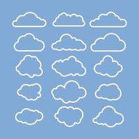 icônes de nuage sur fond gris-bleu dans un style linéaire pour l'impression et la conception. illustration vectorielle. vecteur