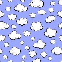 motif de nuages blancs de dessin animé sur un ciel bleu pour l'impression et la décoration. illustration vectorielle. vecteur