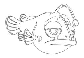 poisson de dessin animé triste dans un style linéaire pour un livre de coloriage pour enfants. illustration vectorielle vecteur