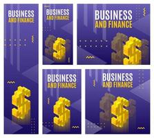 ensemble de bannières de tailles populaires sur le thème des affaires et de la finance. illustration vectorielle vecteur