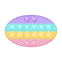 Popping Toy Figure ovale comme un jouet en silicone à la mode pour les fidgets. jouet anti-stress addictif aux couleurs arc-en-ciel pastel. anxiété de bulle développant des jouets pour les enfants. illustration vectorielle isolée sur blanc. vecteur