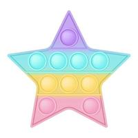 popping toy figure star comme un jouet en silicone à la mode pour les fidgets. jouet anti-stress addictif aux couleurs arc-en-ciel pastel. bulle développant des jouets pour les enfants. illustration vectorielle isolée sur blanc. vecteur