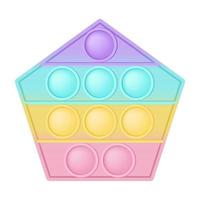 popping toy figure pentagon comme un jouet en silicone à la mode pour les fidgets. jouet anti-stress addictif aux couleurs arc-en-ciel pastel. bulle développant des jouets pour les enfants. illustration vectorielle isolée sur blanc. vecteur