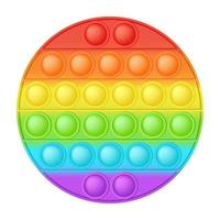 popping toy lumineux arc-en-ciel figure cercle jouet en silicone pour fidgets. jouet de développement sensoriel à bulles addictif pour les doigts des enfants. illustration vectorielle isolée vecteur