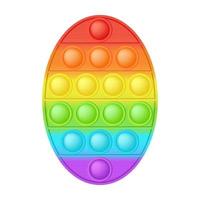 jouet popping jouet en silicone ovale arc-en-ciel lumineux pour les fidgets. jouet de développement sensoriel à bulles addictif pour les doigts des enfants. illustration vectorielle isolée vecteur