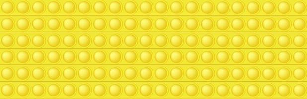 modèle sans couture jaune jouet popping comme un jouet fidget en silicone à la mode. jouet anti-stress addictif de couleur vive. bulle pour les doigts des enfants. illustration vectorielle au format rectangle pour bannière. vecteur