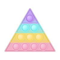 triangle de figurine de jouet éclatant comme jouet en silicone à la mode pour les fidgets. jouet anti-stress addictif aux couleurs arc-en-ciel pastel. bulle développant des jouets pour les enfants. illustration vectorielle isolée sur blanc. vecteur