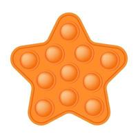 popping toy jouet en silicone étoile orange vif pour les fidgets. jouet de développement sensoriel à bulles addictif pour les doigts des enfants. illustration vectorielle isolée vecteur