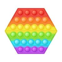 figurez l'hexagone comme un jouet à la mode en silicone pour les fidgets. jouet addictif anti-stress pour enfants aux couleurs vives de l'arc-en-ciel. illustration vectorielle vecteur