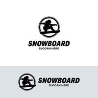 sport d'hiver - modèle de conception de logo de snowboard vecteur