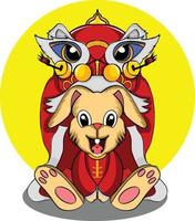 illustration vectorielle de lapin dans le nouvel an chinois vecteur