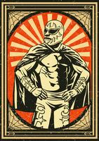Affiche de lutteur mexicain Vintage vecteur