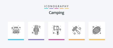 pack d'icônes camping line 5 comprenant. Plans. emplacement. emplacement. Regardez. conception d'icônes créatives vecteur