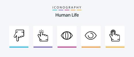 pack d'icônes de la ligne humaine 5, y compris le point. doigt. doigt. Cliquez sur. Humain. conception d'icônes créatives vecteur