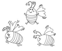 abeilles linéaires. collection linéaire d'abeilles doodle. éléments de conception apicole simples dessinés à la main. parfait pour l'impression, le logo et le produit pour les produits. illustration vectorielle isolée sur fond blanc. vecteur