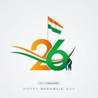 26 janvier jour de la république indienne 74e célébration publication sur les réseaux sociaux vecteur