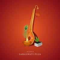 bonne publication sur les réseaux sociaux saraswathi puja vecteur