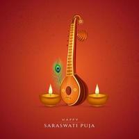 bonne publication sur les réseaux sociaux saraswathi puja vecteur