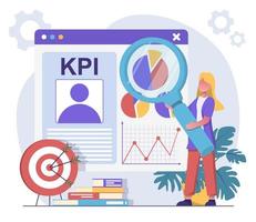 indicateurs clés de performance. rh analyse les kpi de l'employé vecteur