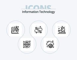 pack d'icônes de ligne de technologie de l'information 5 conception d'icônes. USB. éclair. nuage. lecteur. dossier vecteur