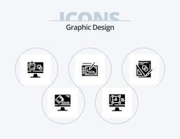 pack d'icônes de glyphe de conception graphique 5 conception d'icônes. tablette . présentation. outil de conception. Les données . l'ordinateur vecteur