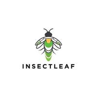 modèle de conception d'icône de logo de feuille d'insecte vecteur plat